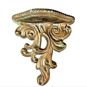 Vintage Plaster Italian Style Neoclassical Gold Gild Scroll Wall Sconce Shelf